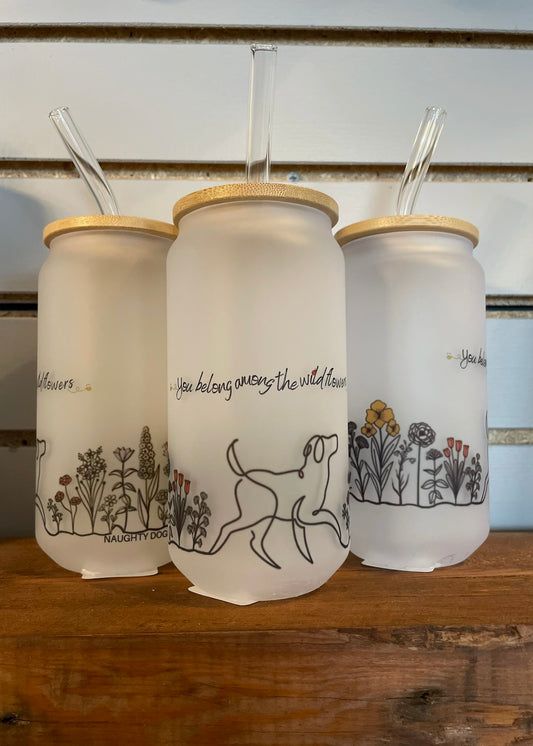 Frosted Wildflowers Glass