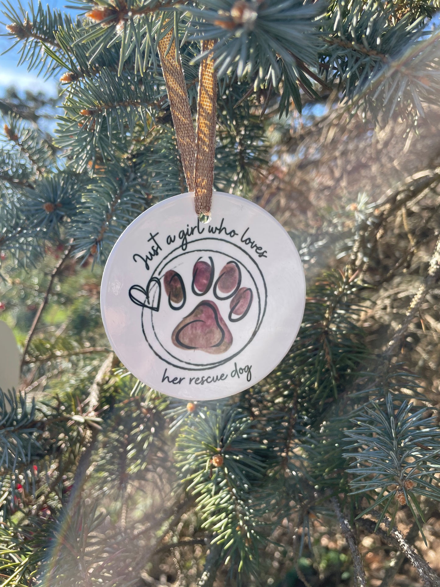 Girl who loves her rescue dog Ornaments