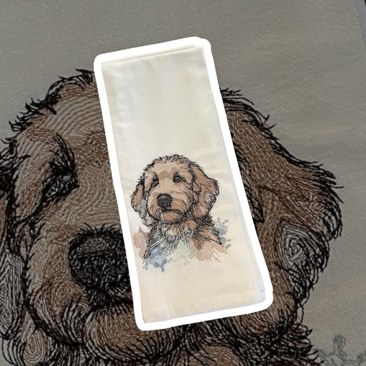 Watercolor Goldendoodle BRN Tea Towel