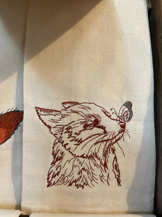 Butterfly Fox Tea towel