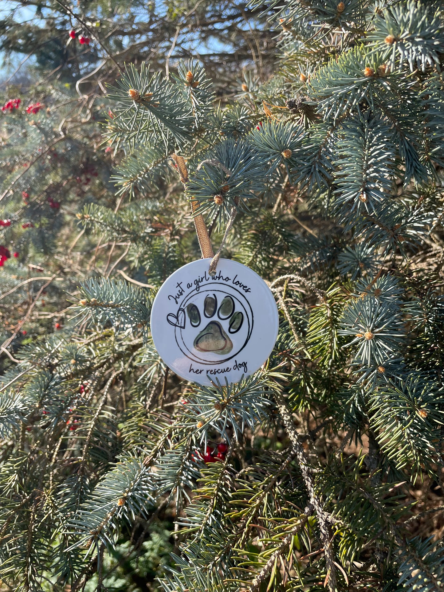 Girl who loves her rescue dog Ornaments
