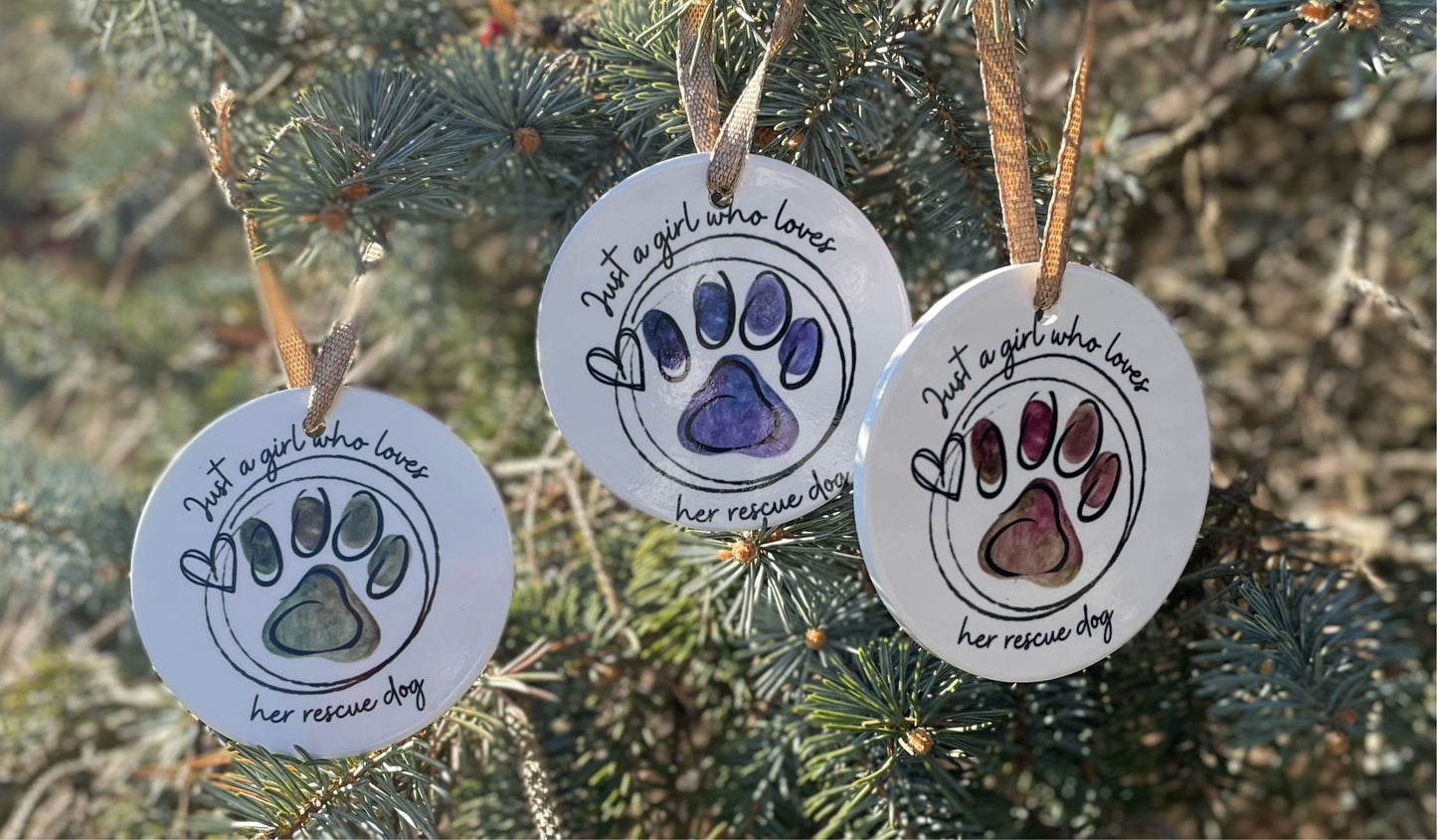 Girl who loves her rescue dog Ornaments